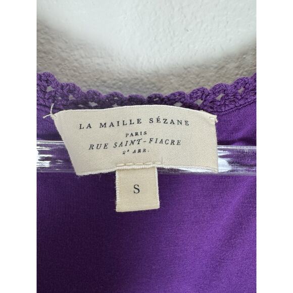 Sezane Crochet Midi Salma Dress Purple Knit Cotton Blend Lined S - Picture 4 of 11